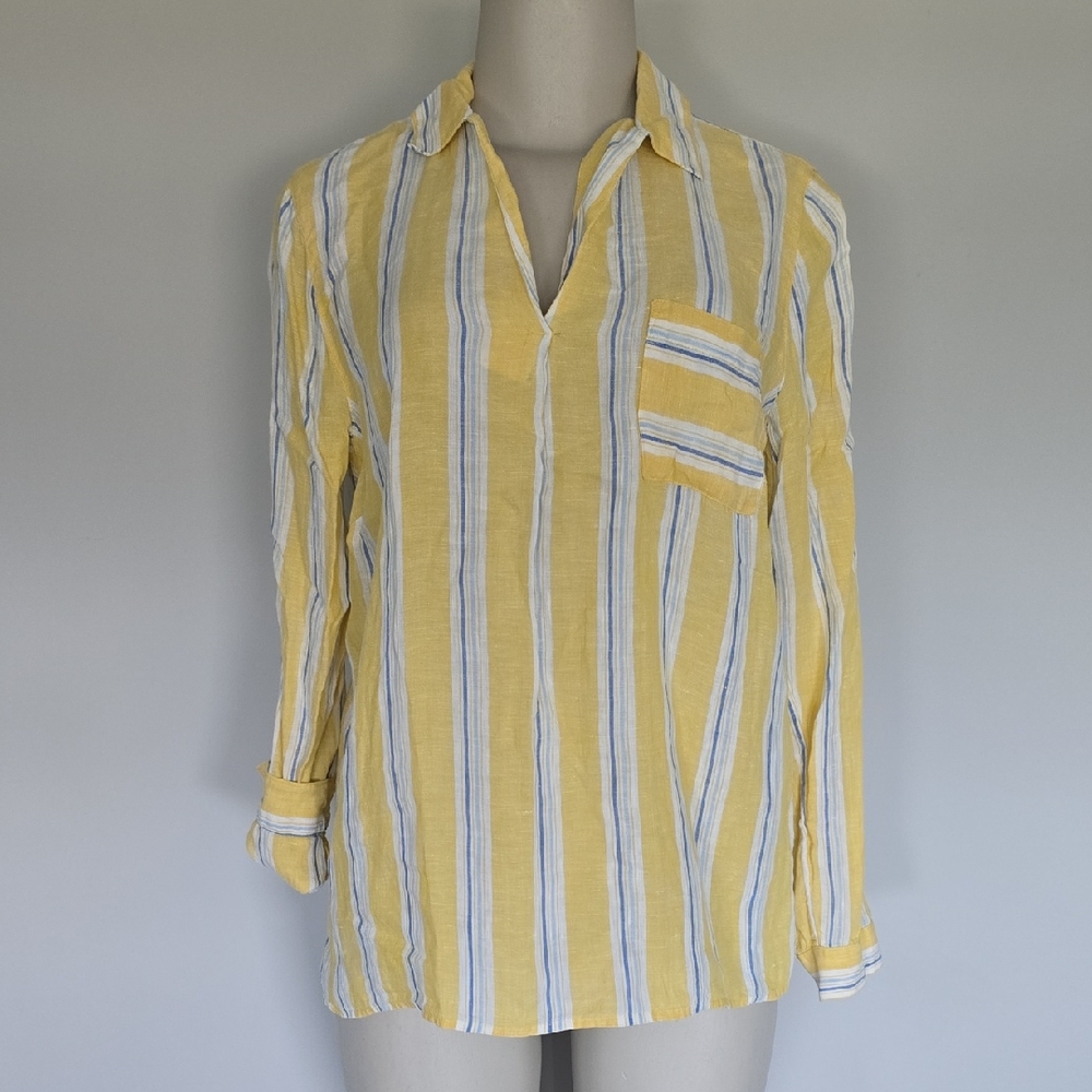 J. Jill love linen yellow stripe tunic blouse-S